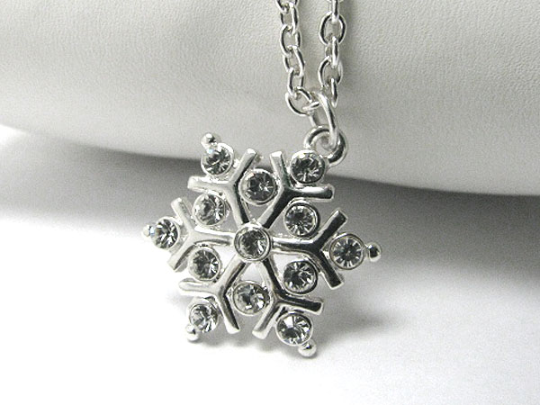 Crystal stud snowflake pendant necklace