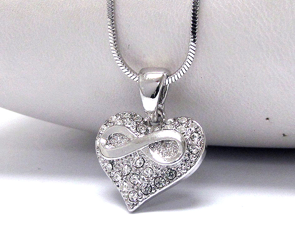 Made in korea whitegold plating crystal puffy heart pendant necklace