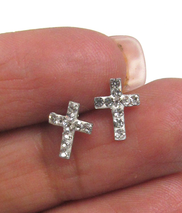 Crystal cross earring