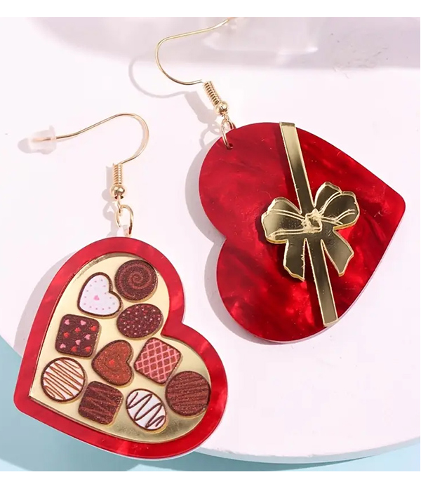 Valentine theme heart giftbox earring