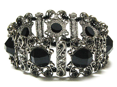 Victorian style resin and crystal stretch bracelet