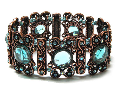 Victorian style resin and crystal stretch bracelet