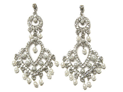 Austrian crystal and pearl chandelier earring