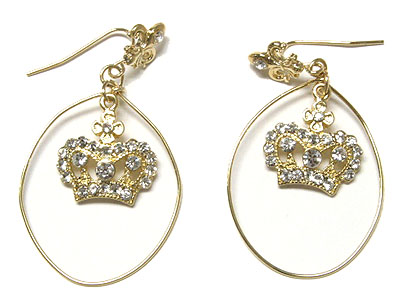 Hoop and crystal crown dangle earring - hoops