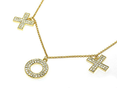 Crystal cross and eternity dangle necklace