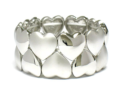 Dual line metal heart stretch bracelet