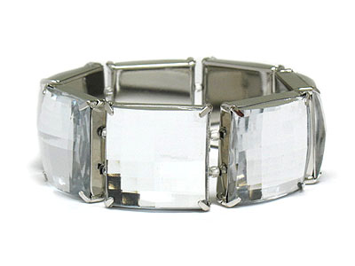 Clear acryl square metal link stretch bracelet