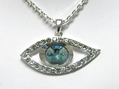 Large crystal eye pendant necklace