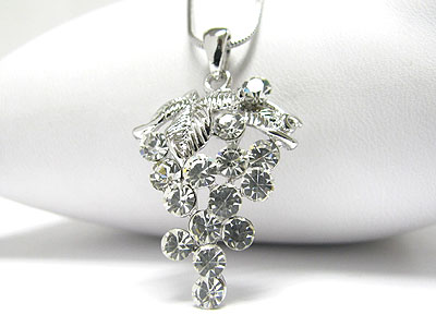 Made in korea whitegold plating crystal grape pendant necklace