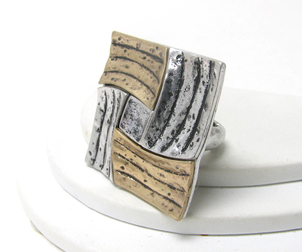 Metal art square stretch ring