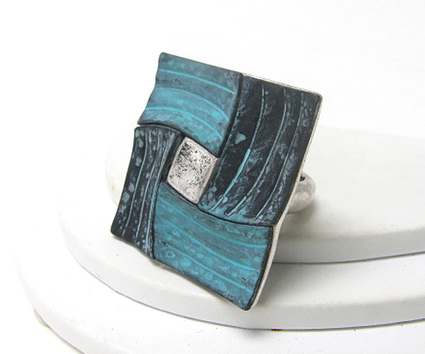 Metal art square stretch ring