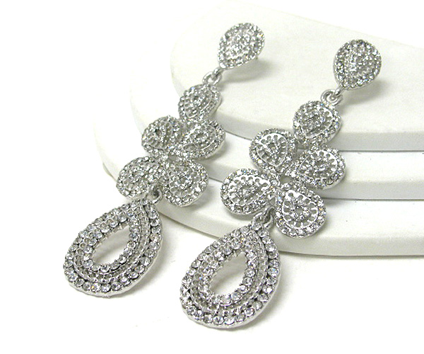 Crystal stud cascade drop earring