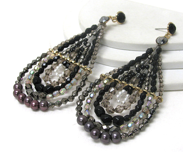 Multi color mixed bead fashion earring