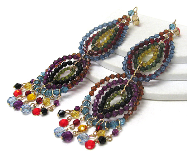 Multi color mixed bead fashion earring