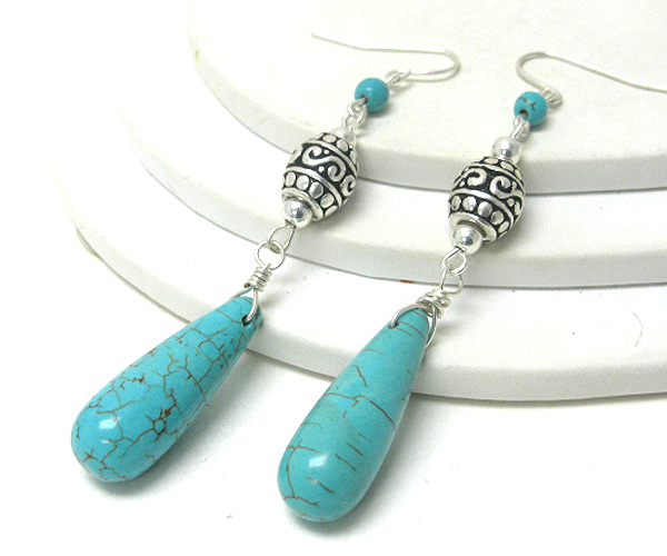 Turquoise stone drop earring