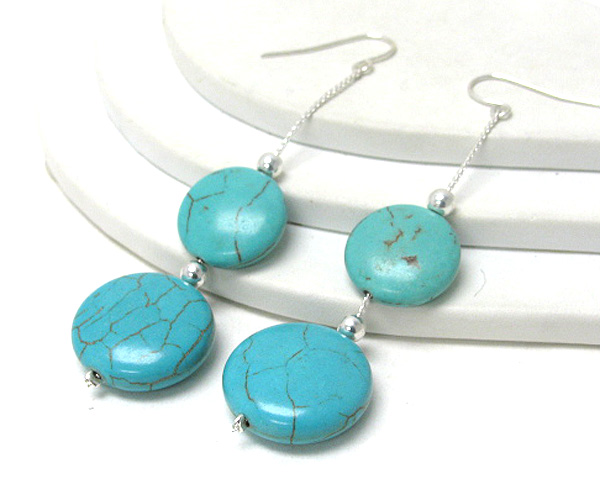 Two turquoise stone drop earring