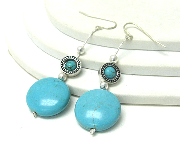 Two turquoise stone drop earring