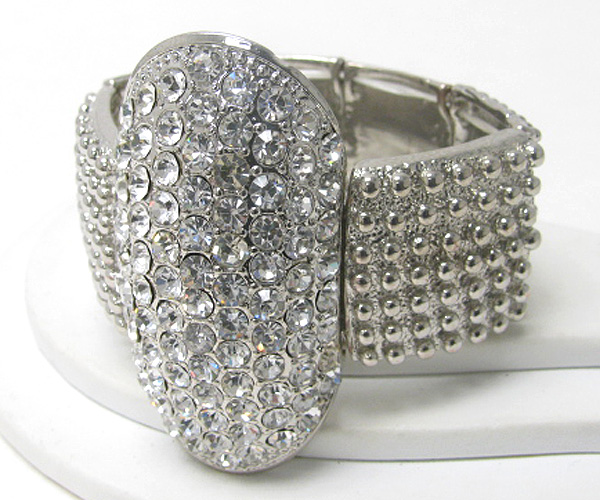 Crystal stud glamorous style metal hinge bangle