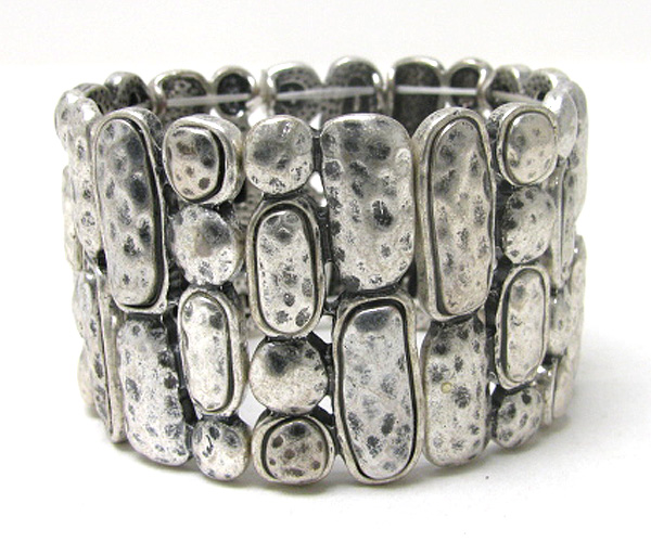 Metal casting art deco stretch bracelet