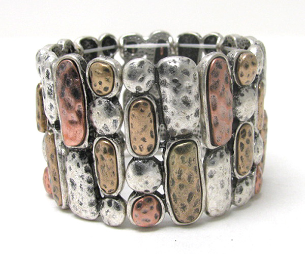 Metal casting art deco stretch bracelet