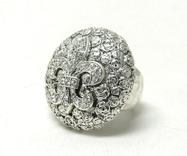 Crystal fleur de lis puffy stretch ring