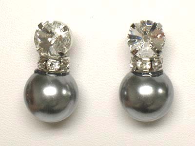 Crystal stud pearl bead earring