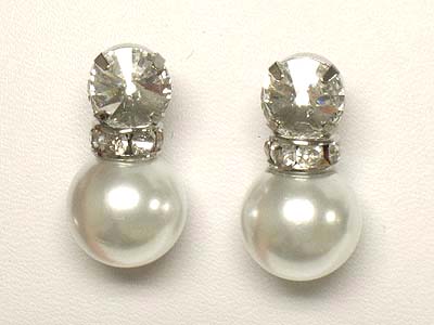 Crystal stud pearl bead earring 