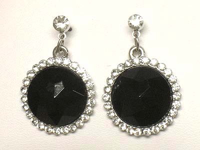 Crystal round deco facet cut stone drop earring