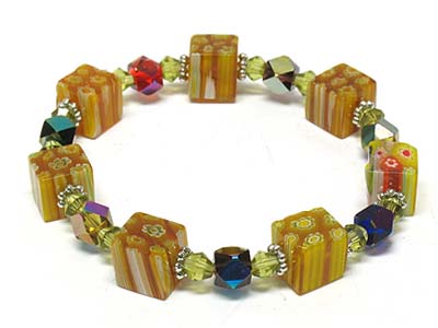 Spring color square candy stretch bracelet