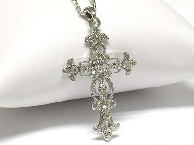 Crystal deco cross pendant necklace