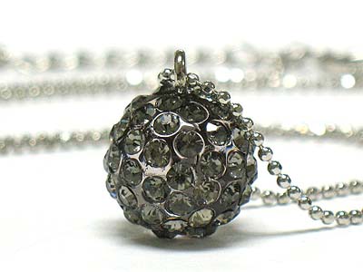 Crystal stud ball pendant necklace 