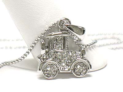 Made in korea whitegold plating crystal old car necklace