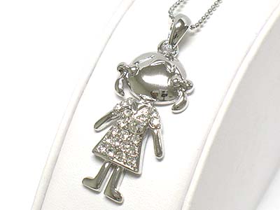 Made in korea whitegold plating crystal nodding head girl necklace