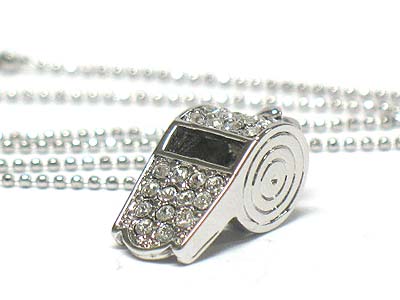 Made in korea whitegold plating crystal small whistle necklace