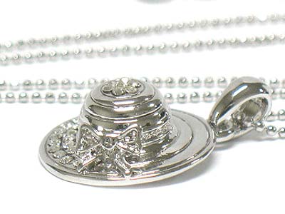 Made in korea whitegold plating crystal lady hat necklace