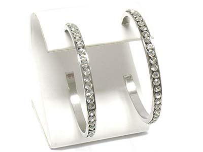 Crystal side stud hoop earring - hoops