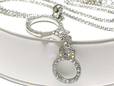 Crystal stud handcuff pendant necklace