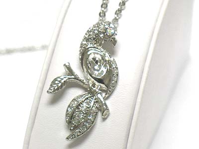 Crystal stud parrot pendant necklace 