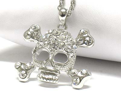 Crystal stud skull pendant necklace