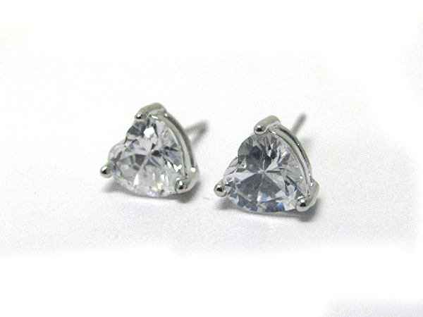 Cubic zirconia heart shape surgical steel post earring