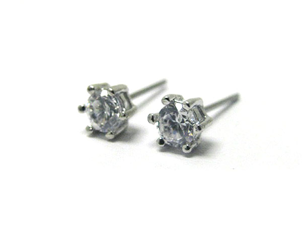 Cubic zirconia round shape surgical steel post earring