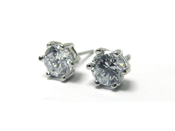 Cubic zirconia round shape surgical steel post earring