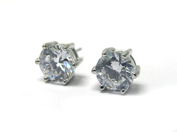 Cubic zirconia round shape surgical steel post earring