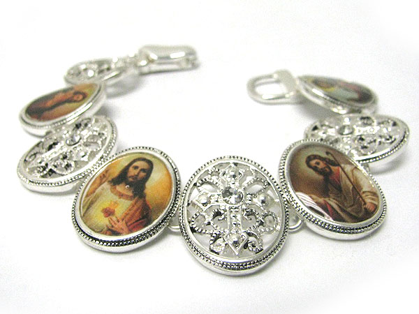 Jesus and cross link bracelet