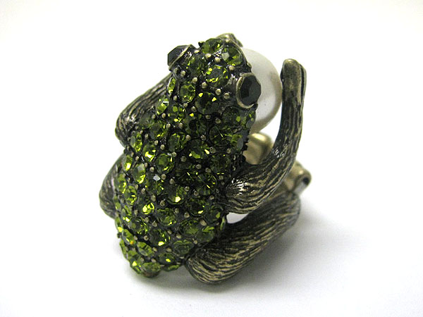 Crystal deco frog stretch ring