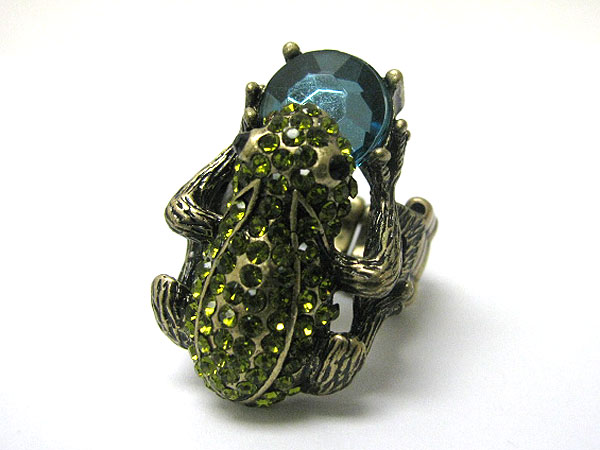 Crystal deco frog stretch ring