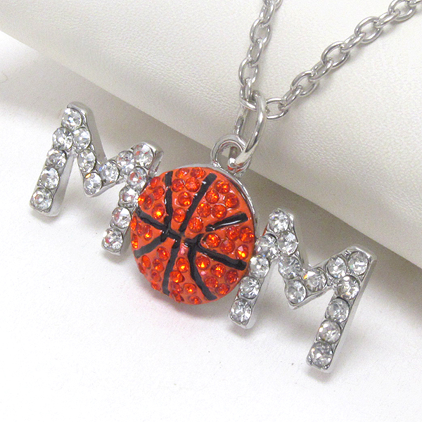 Crystal deco basketball mom necklace - sports