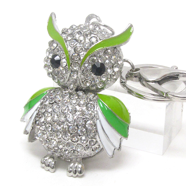 Crystal and epoxy deco puffy owl key chain