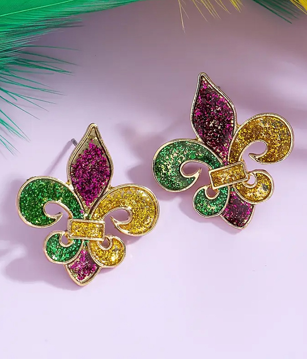 Mardi gras theme earring