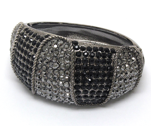 Paved crystal shape metal hinge bangle